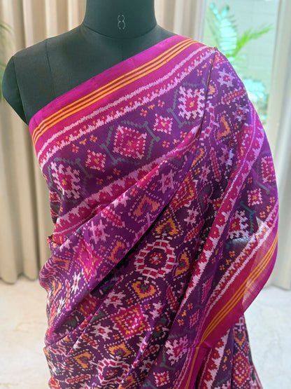 Purple-Pink Ikat Patola Saree