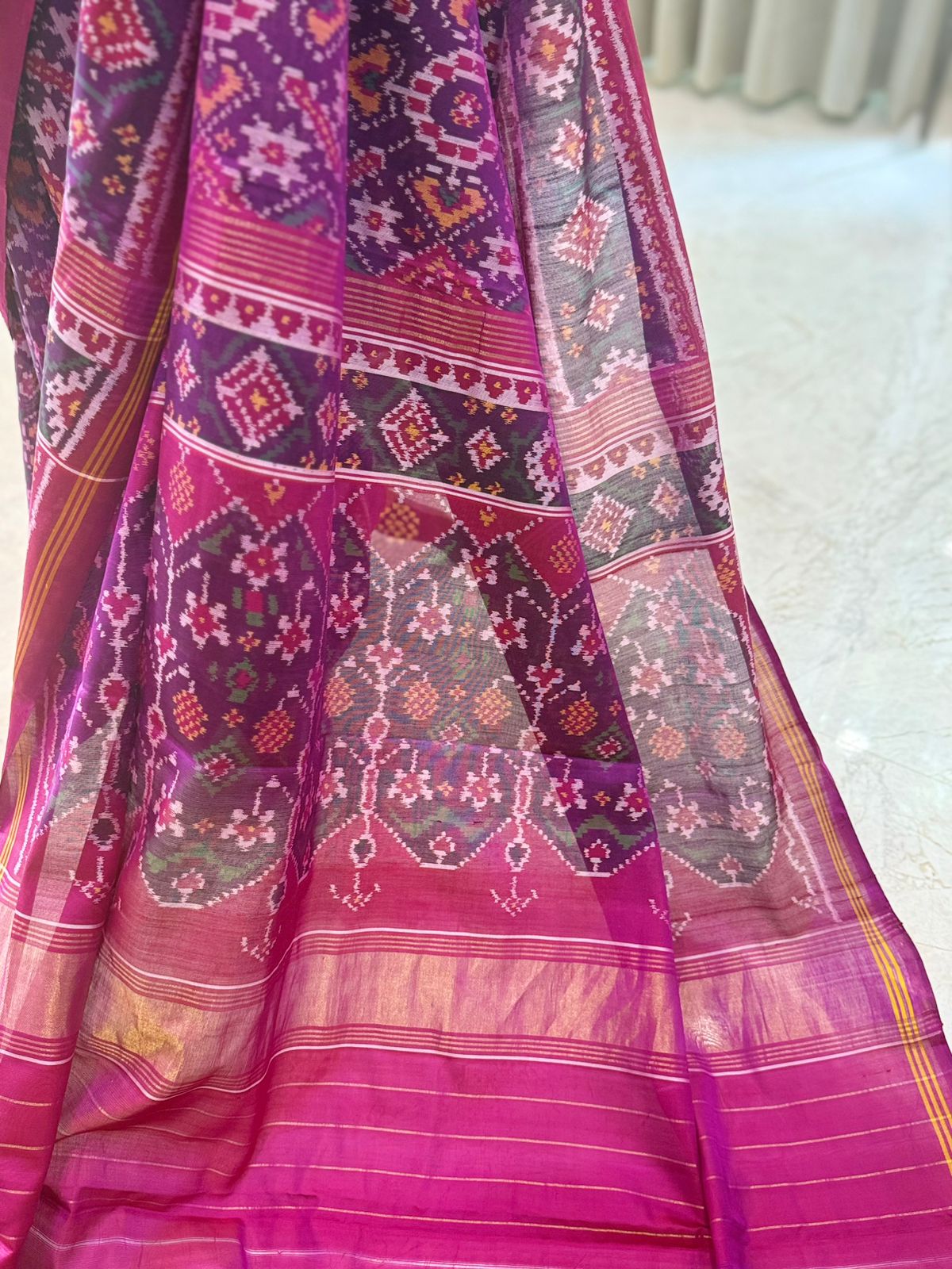 Purple-Pink Ikat Patola Saree
