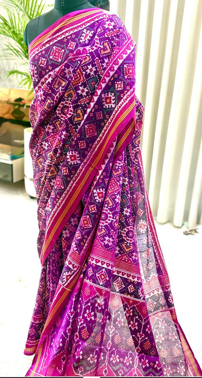 Purple-Pink Ikat Patola Saree
