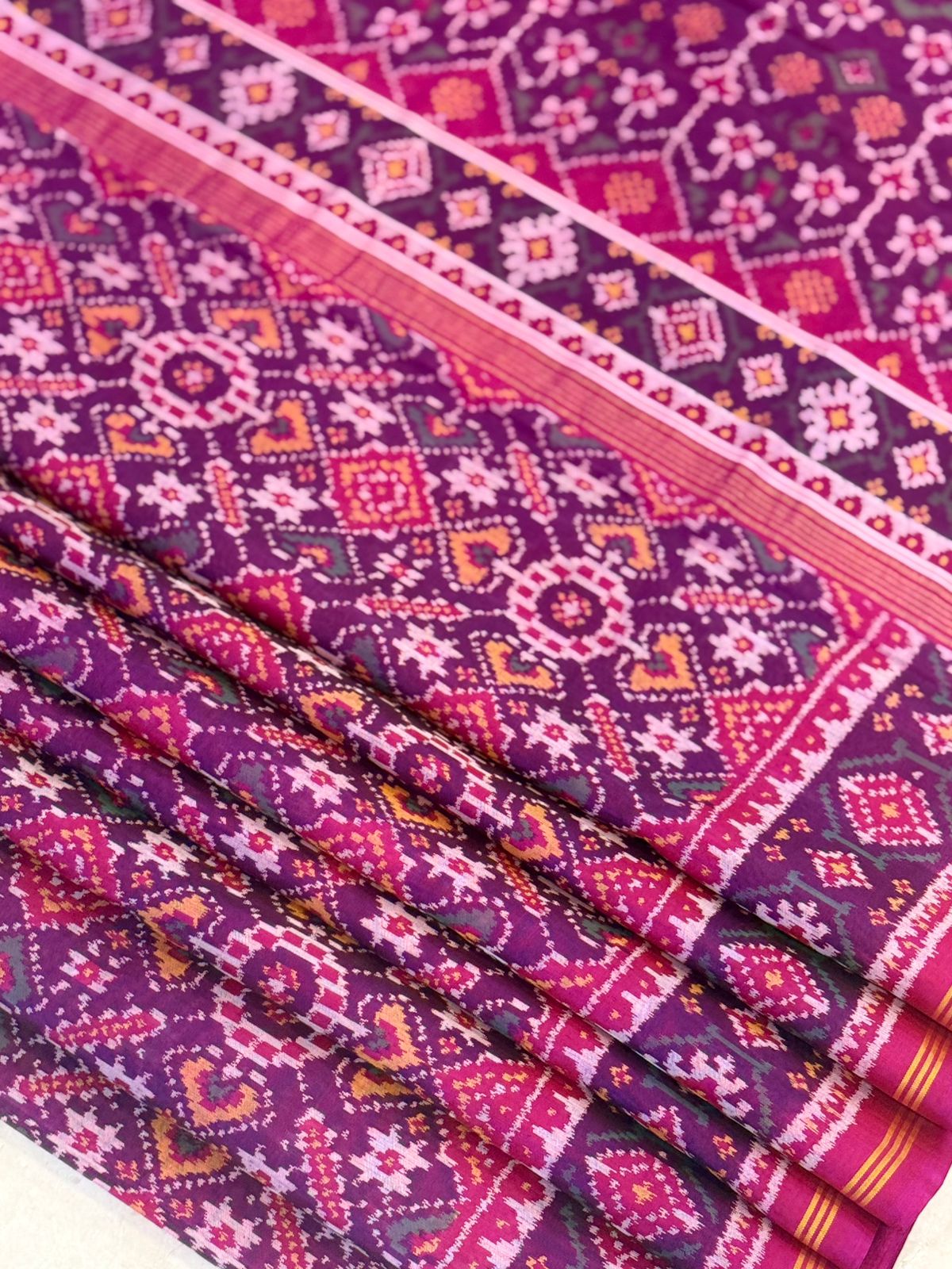 Purple-Pink Ikat Patola Saree