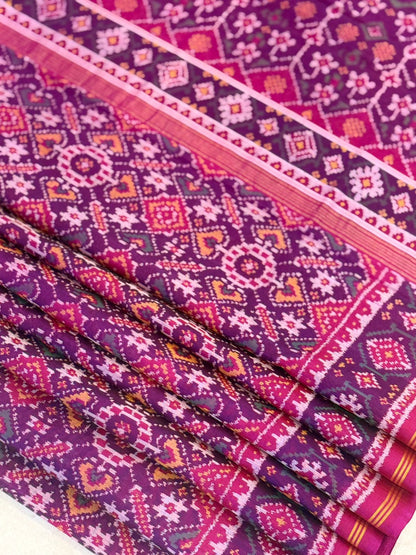 Purple-Pink Ikat Patola Saree