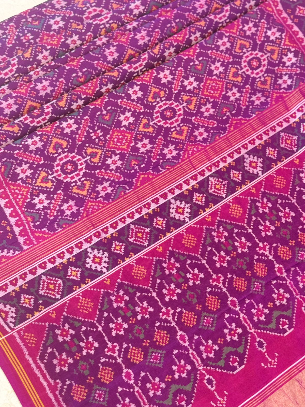 Purple-Pink Ikat Patola Saree