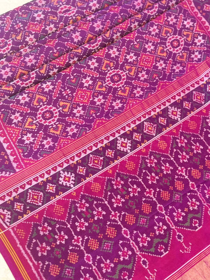 Purple-Pink Ikat Patola Saree