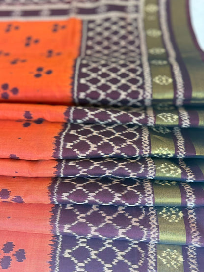 Rust Maroon Ikkat Silk Grace