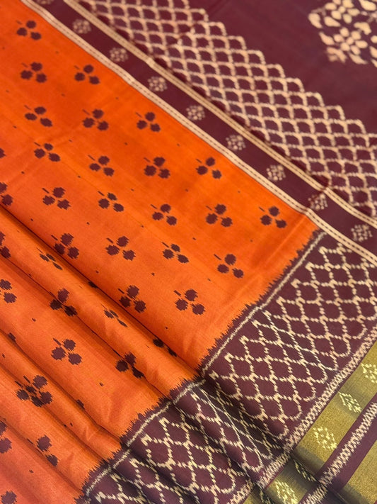 Rust Maroon Ikkat Silk Grace