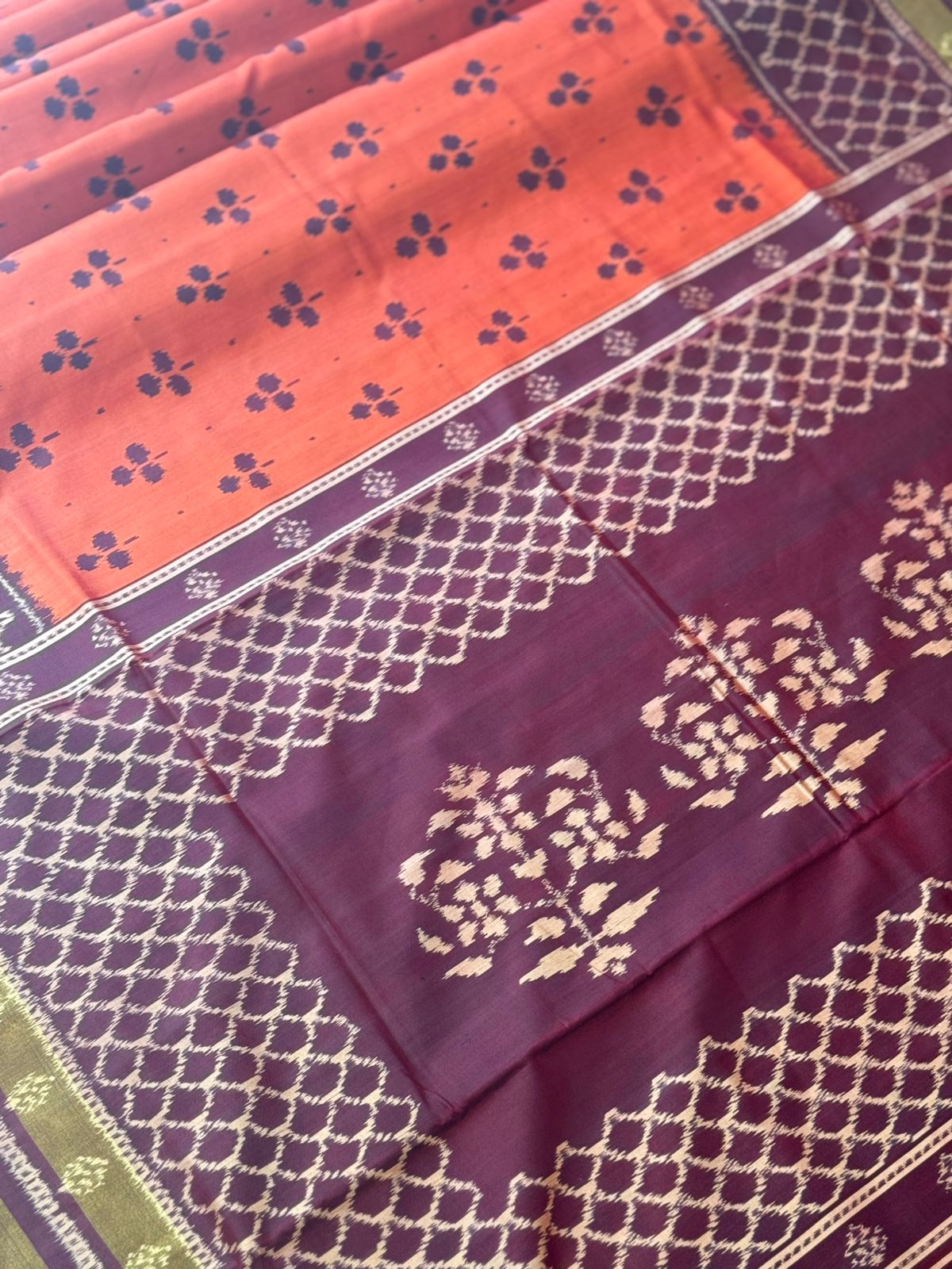 Rust Maroon Ikkat Silk Grace