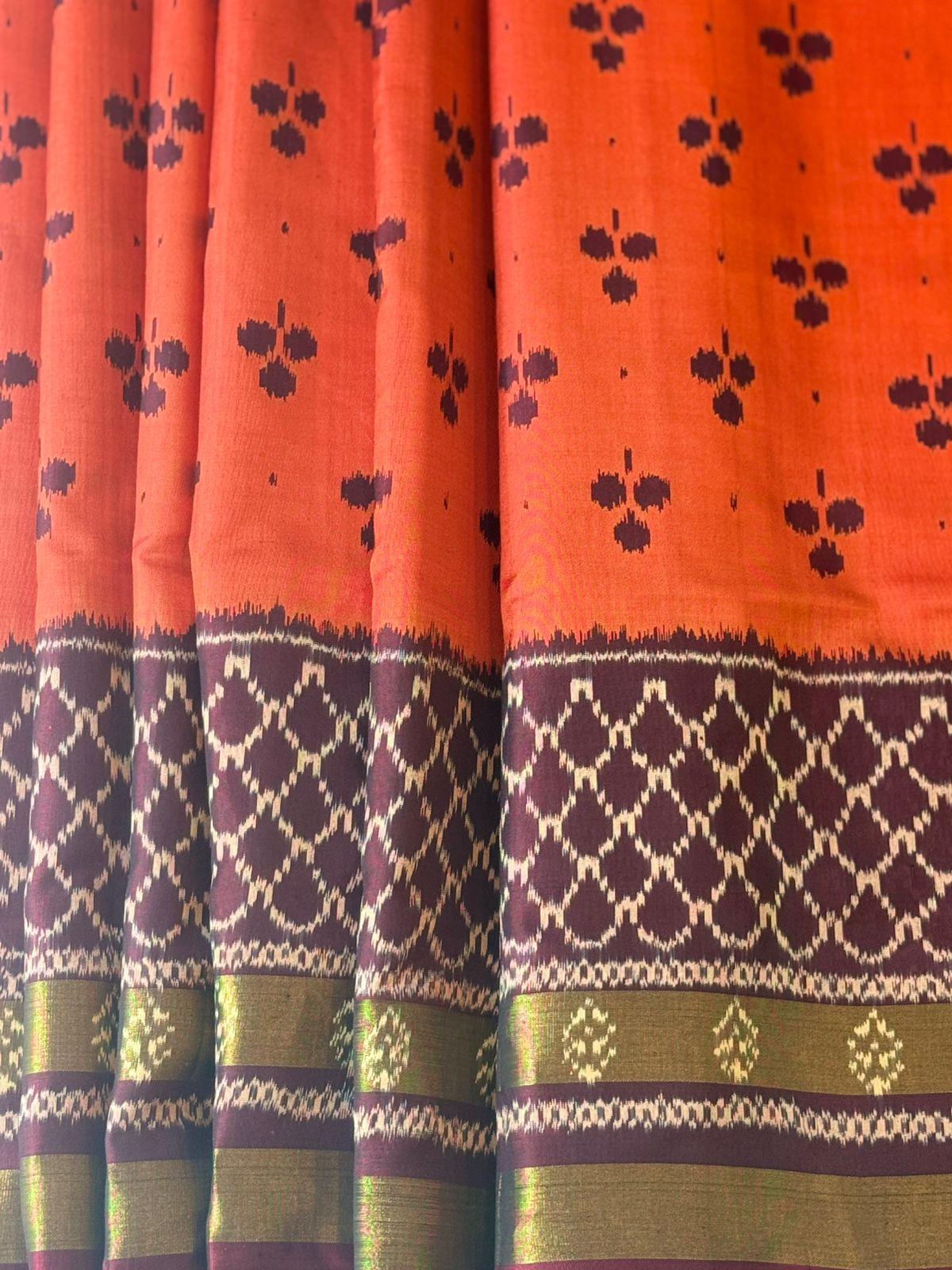 Rust Maroon Ikkat Silk Grace