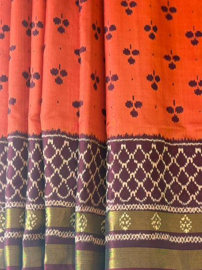 Rust Maroon Ikkat Silk Grace