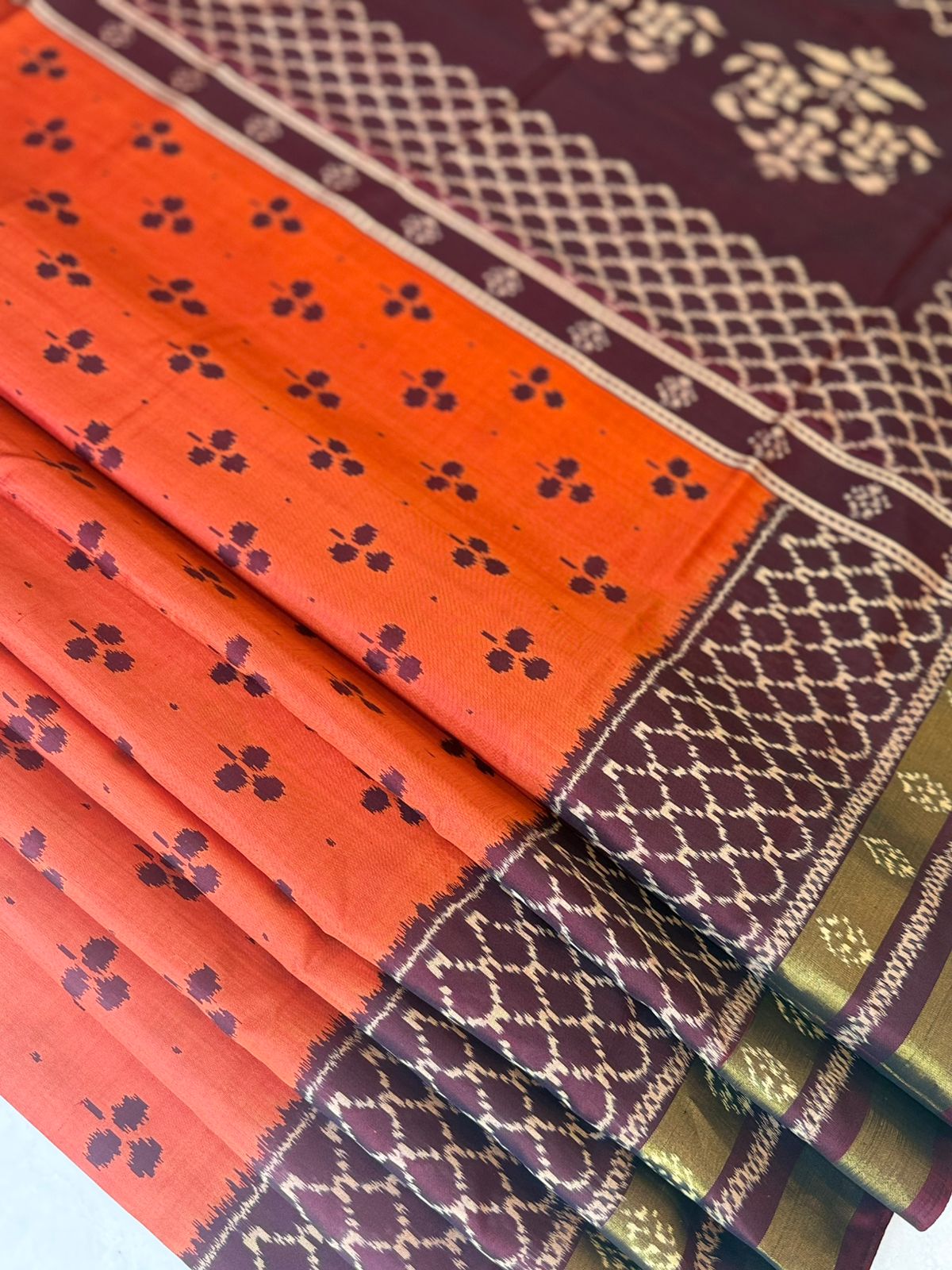 Rust Maroon Ikkat Silk Grace