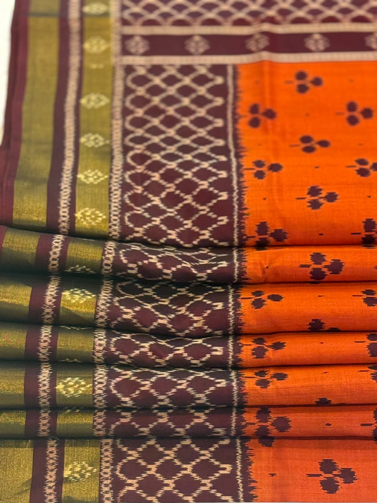 Rust Maroon Ikkat Silk Grace