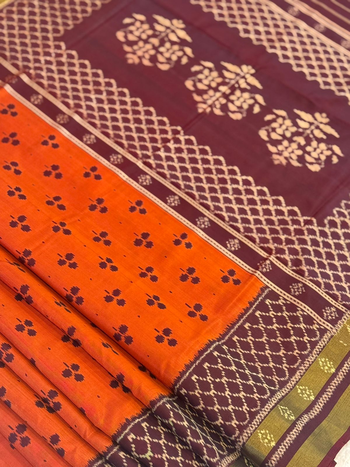 Rust Maroon Ikkat Silk Grace