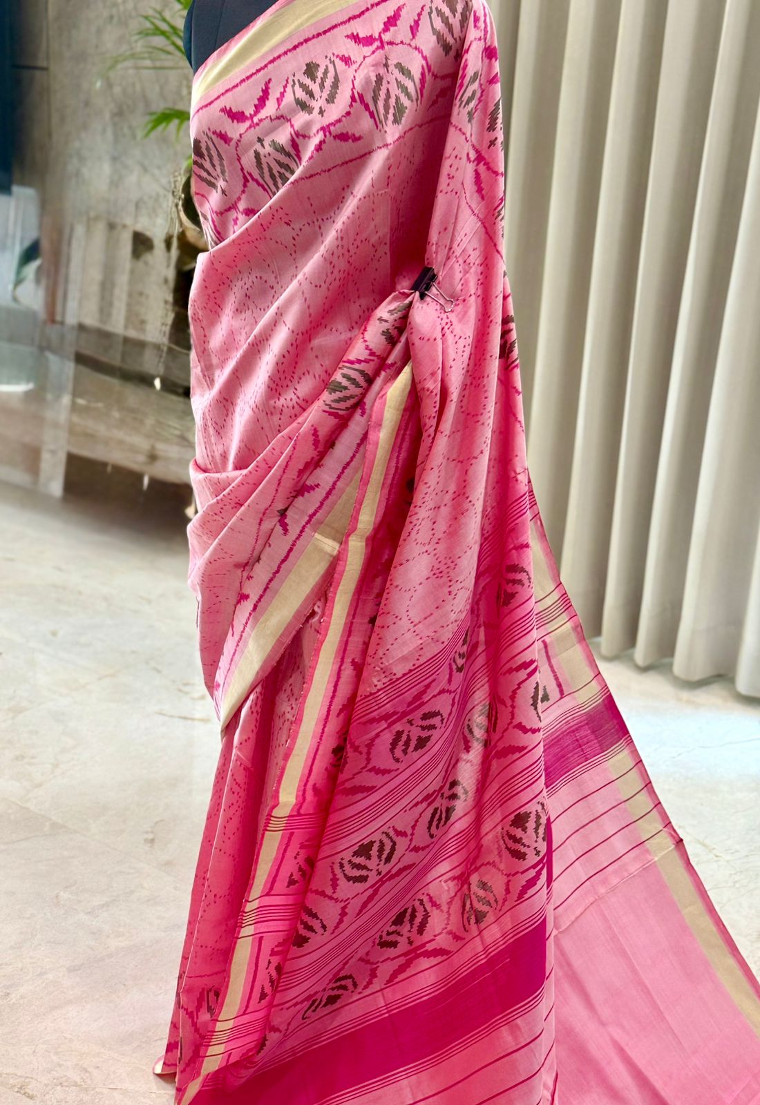 Blush Pink Ikkat Silk Serenity