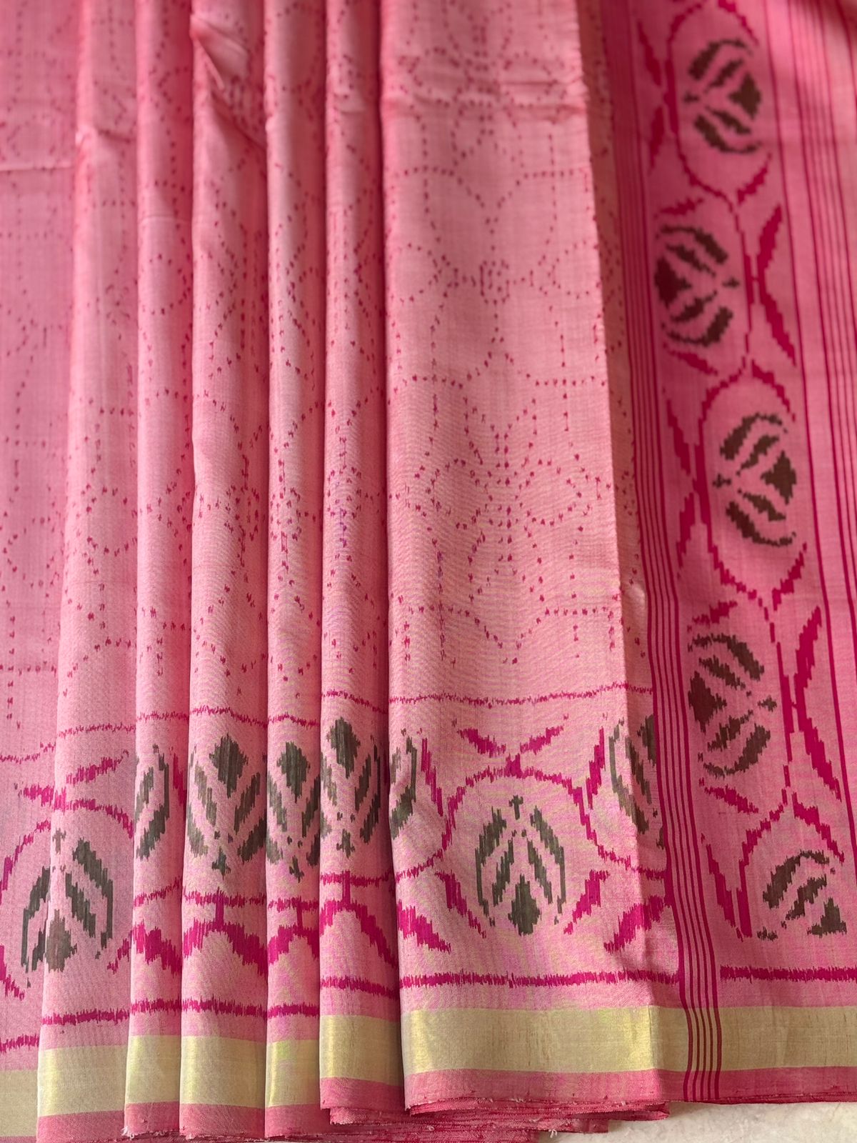 Blush Pink Ikkat Silk Serenity