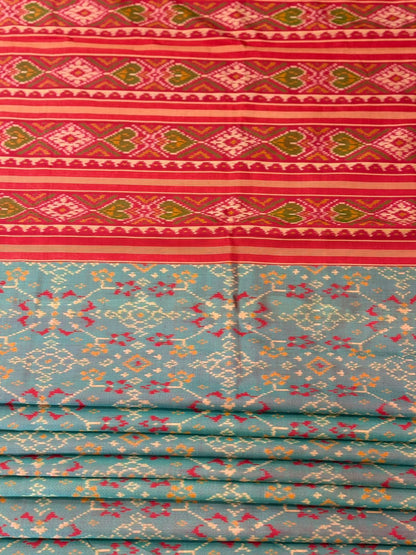 Teal Magenta Ikkat Silk Heritage