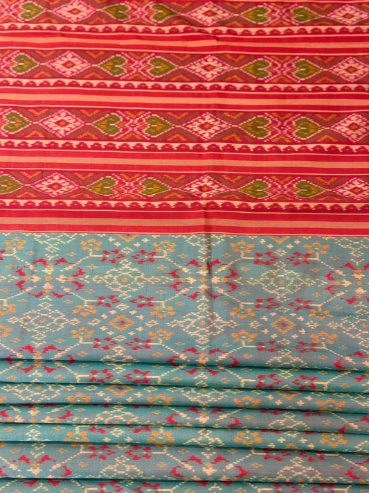 Teal Magenta Ikkat Silk Heritage