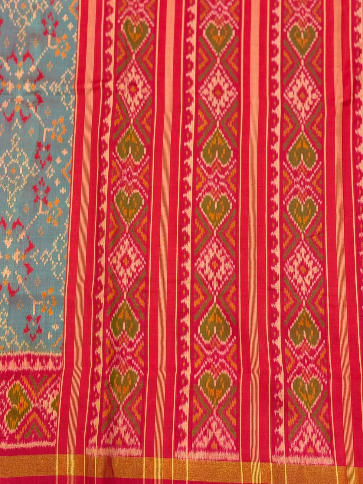 Teal Magenta Ikkat Silk Heritage