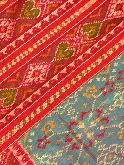 Teal Magenta Ikkat Silk Heritage