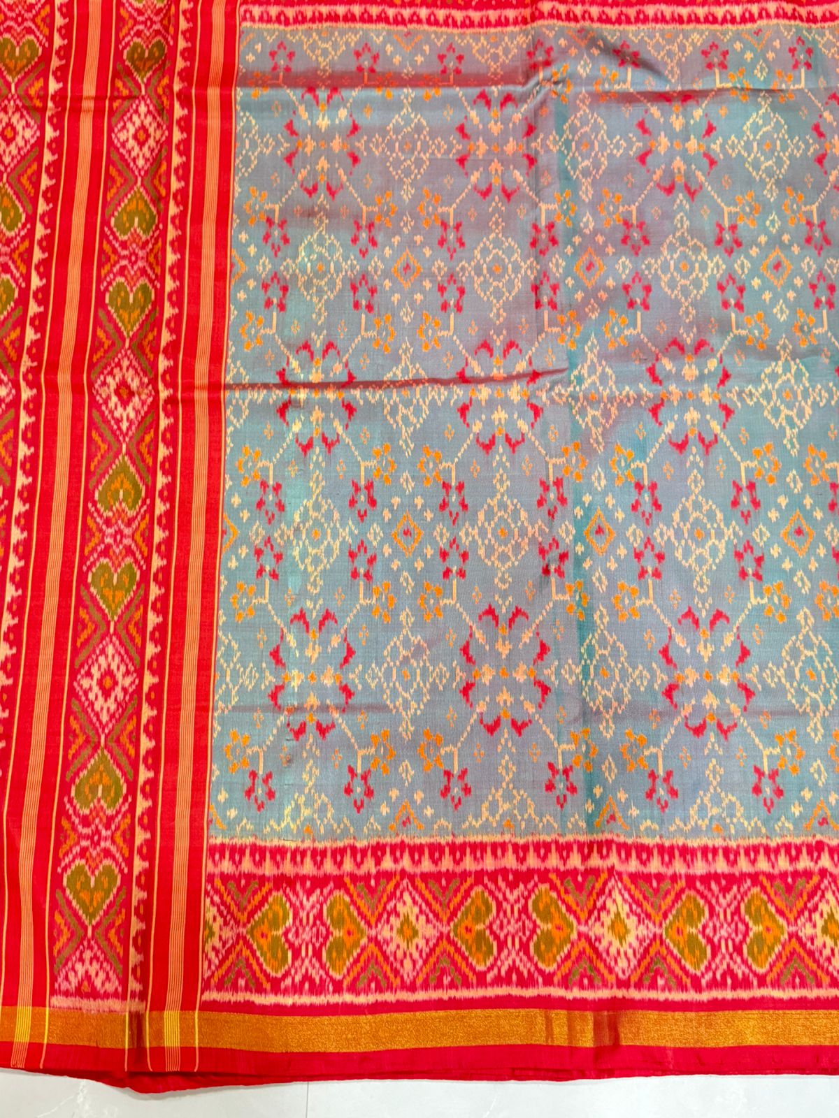 Teal Magenta Ikkat Silk Heritage