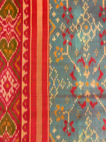 Teal Magenta Ikkat Silk Heritage