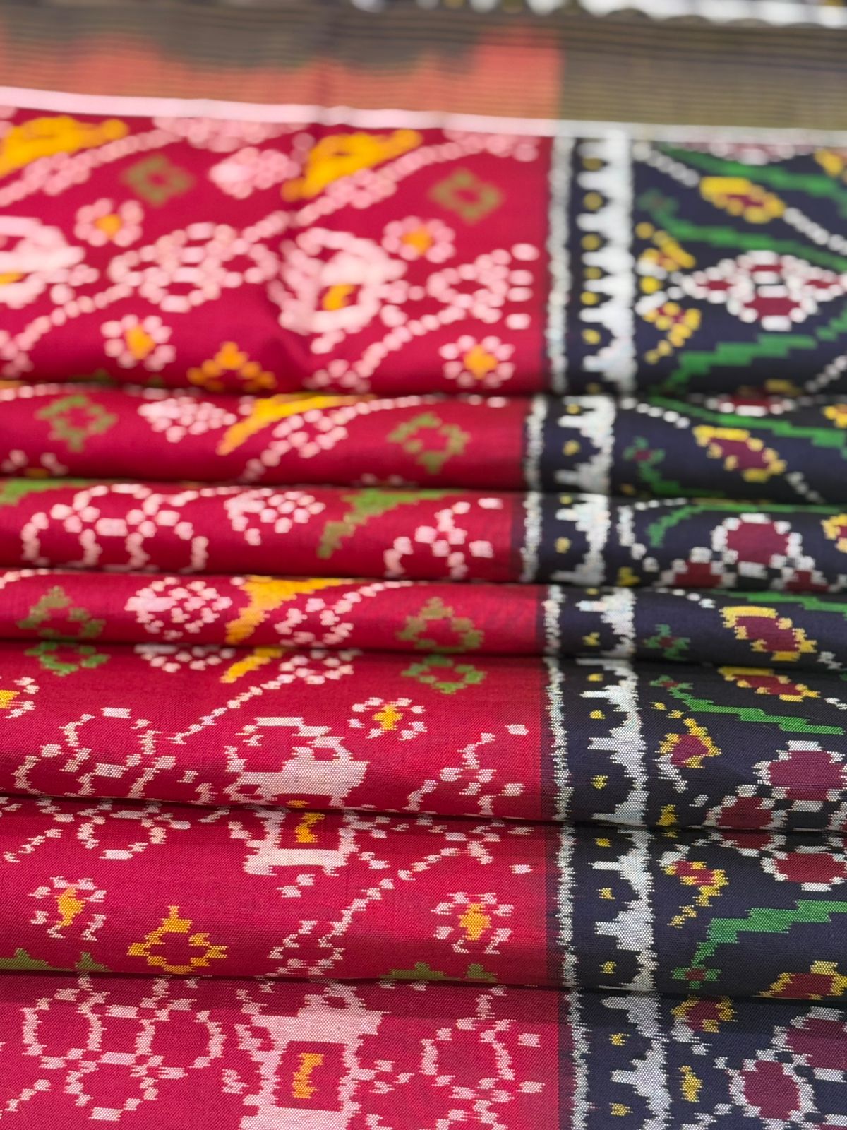 Red Navy Ikkat Silk Royalty