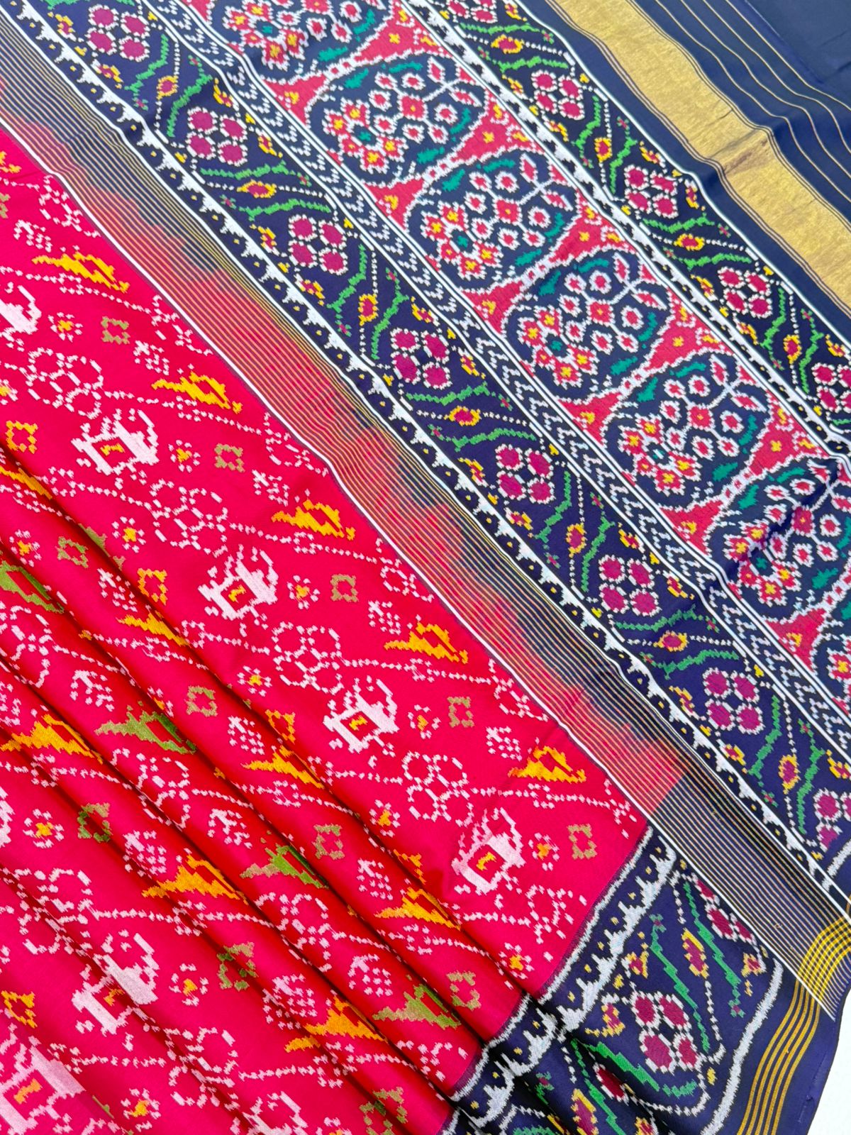 Red Navy Ikkat Silk Royalty