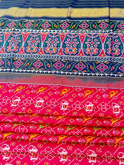 Red Navy Ikkat Silk Royalty