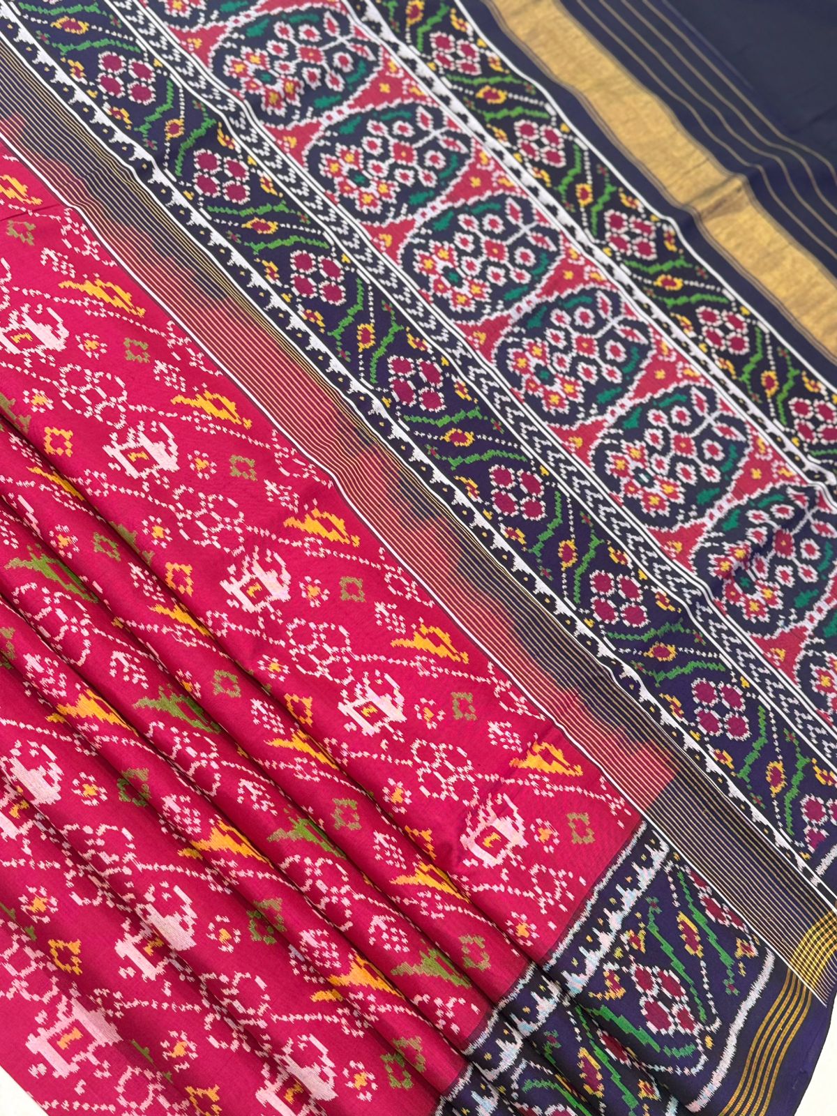 Red Navy Ikkat Silk Royalty