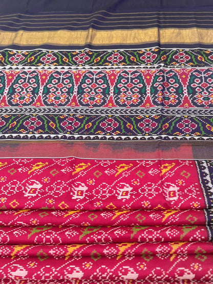 Red Navy Ikkat Silk Royalty