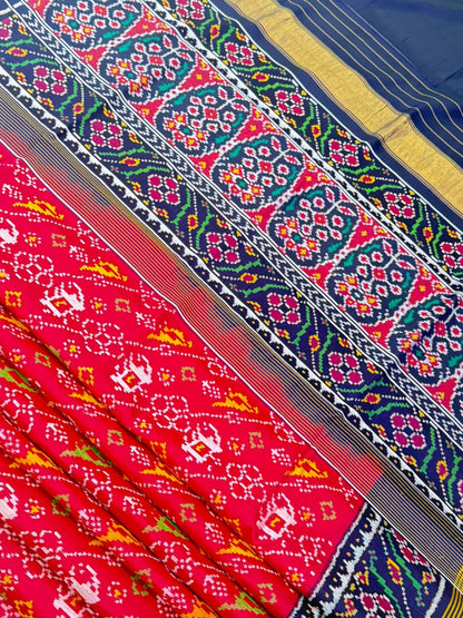 Red Navy Ikkat Silk Royalty