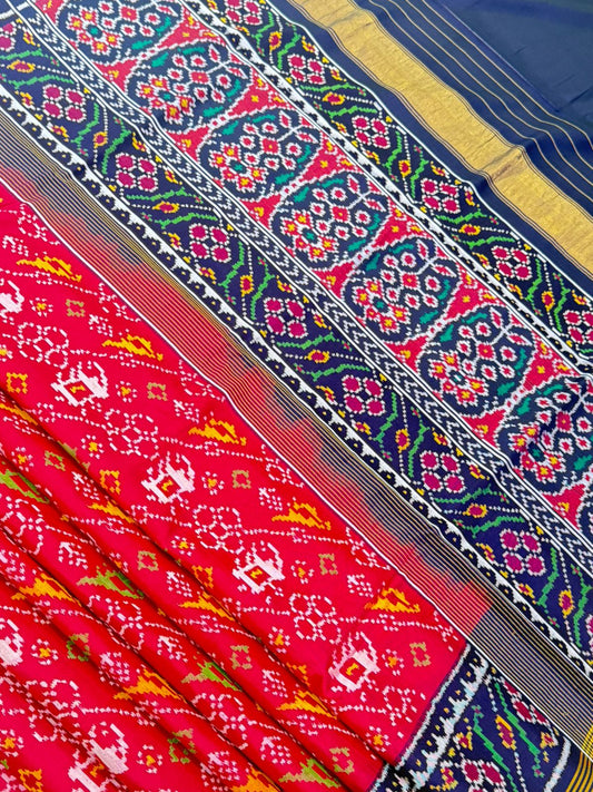Red Navy Ikkat Silk Royalty