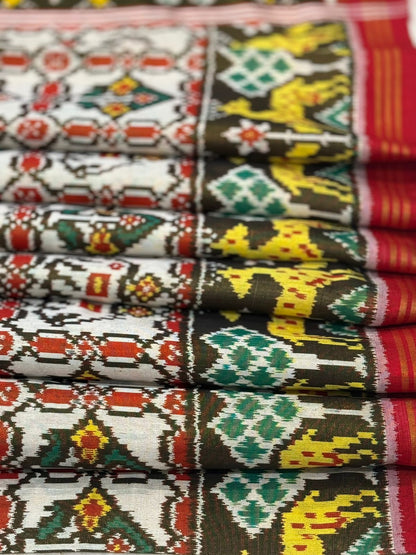 Golden Olive Ikkat Craft Elegance