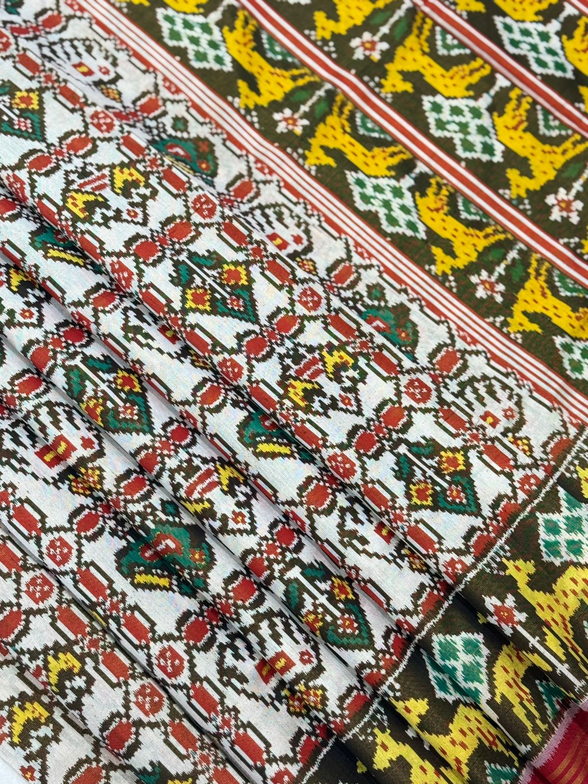 Golden Olive Ikkat Craft Elegance