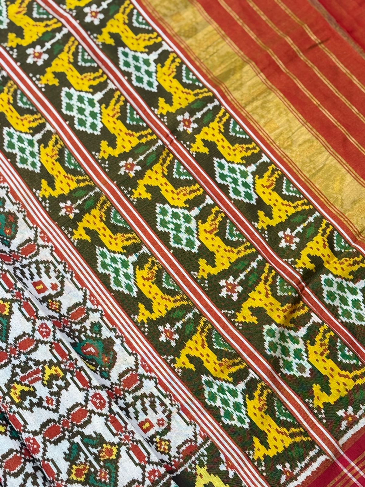 Golden Olive Ikkat Craft Elegance