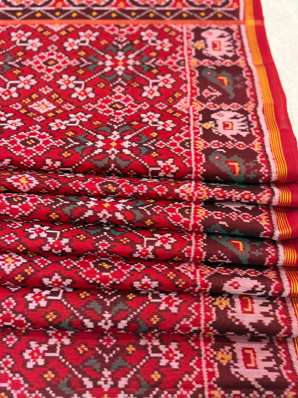 Deep Red Ikkat Silk Weave