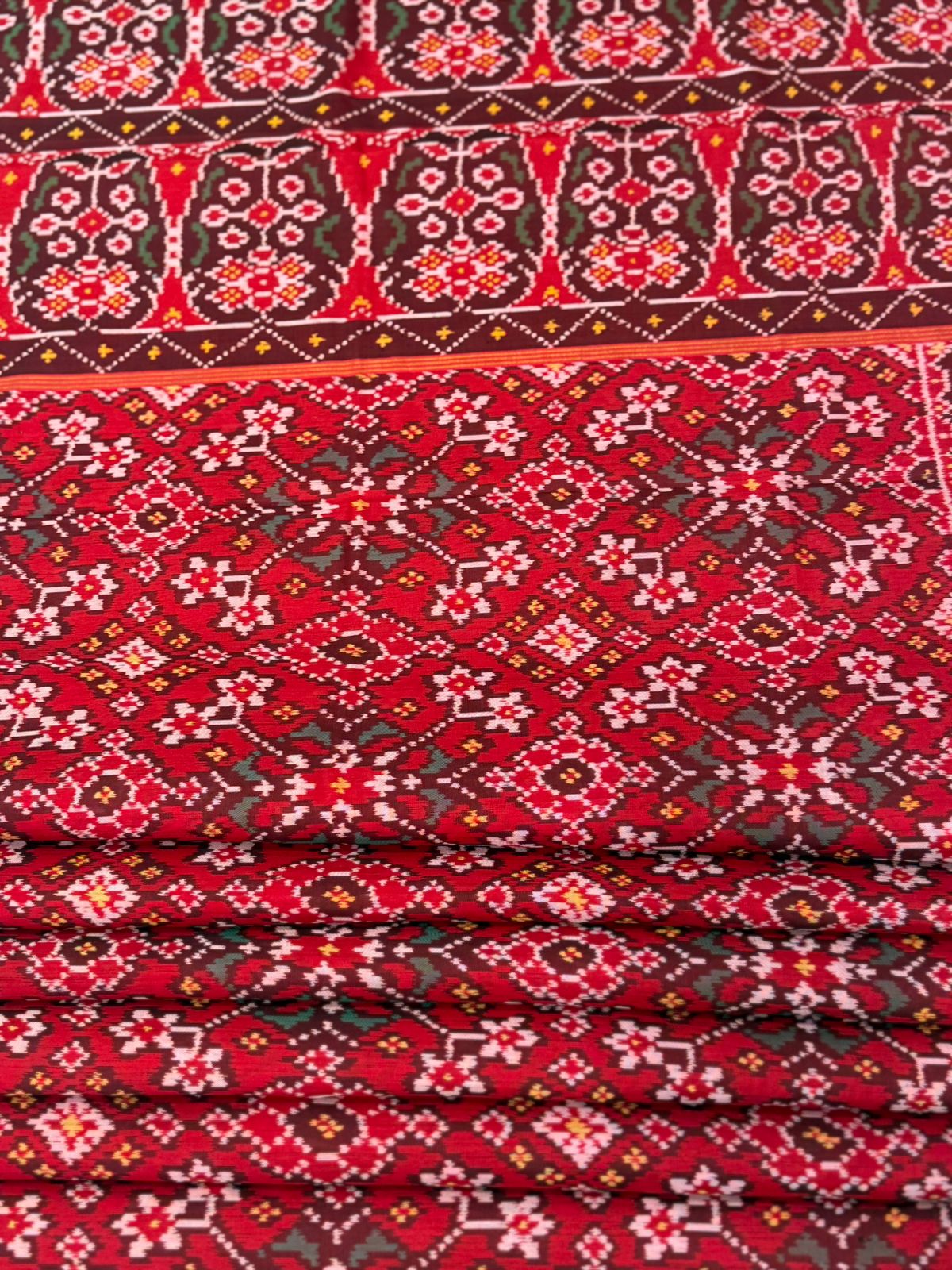 Deep Red Ikkat Silk Weave