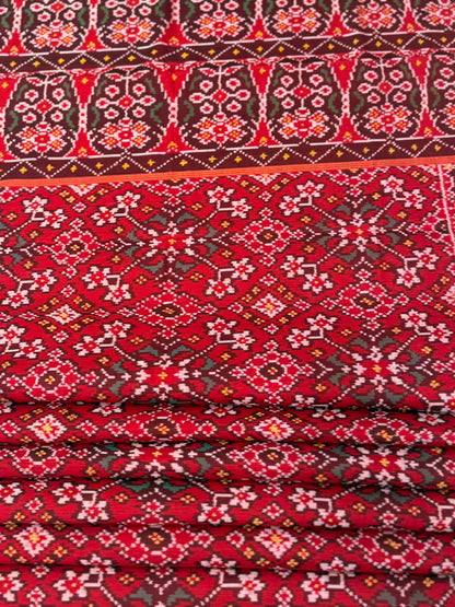 Deep Red Ikkat Silk Weave