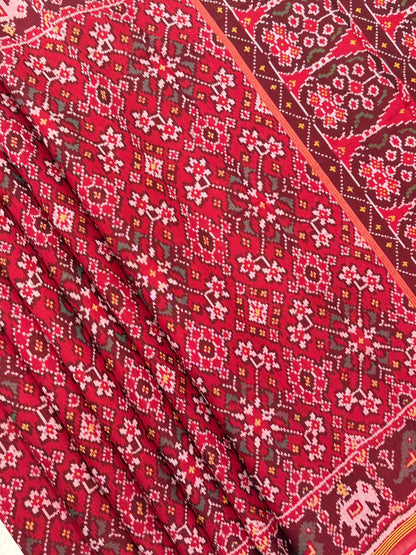 Deep Red Ikkat Silk Weave