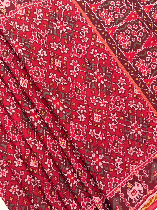 Deep Red Ikkat Silk Weave