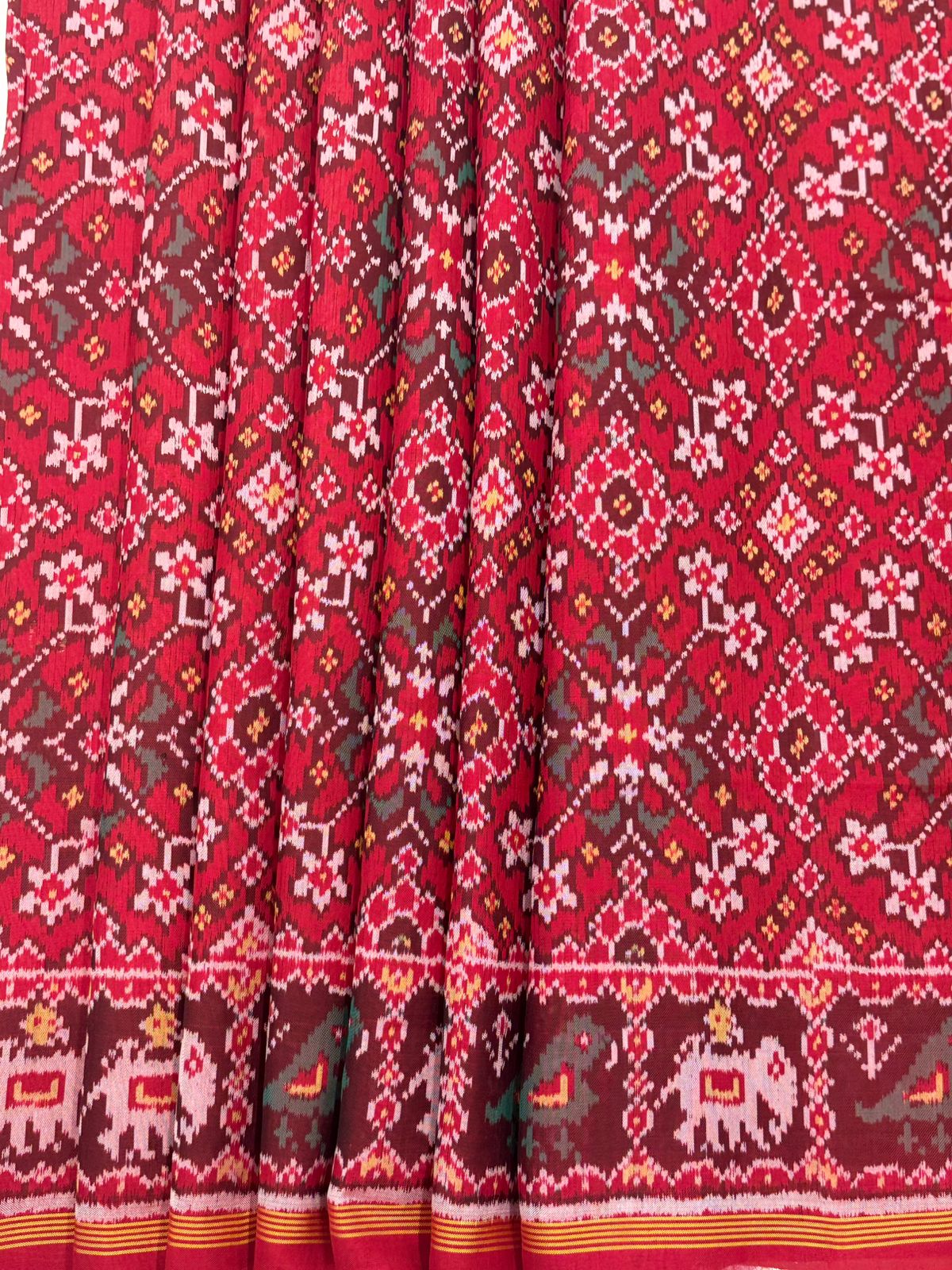 Deep Red Ikkat Silk Weave