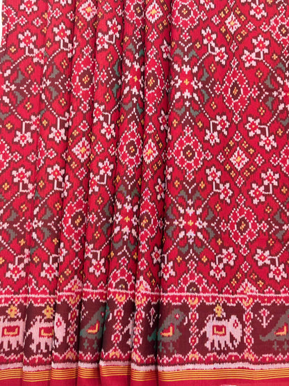 Deep Red Ikkat Silk Weave