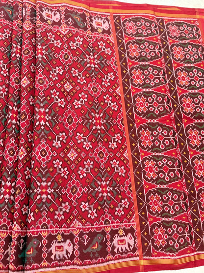 Deep Red Ikkat Silk Weave