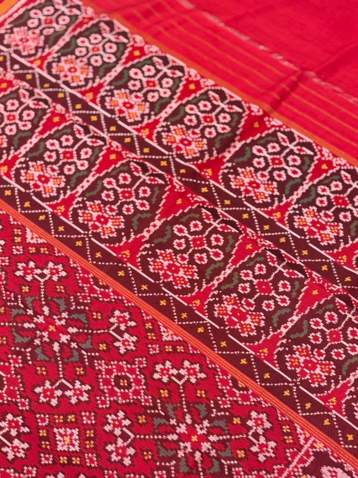 Deep Red Ikkat Silk Weave