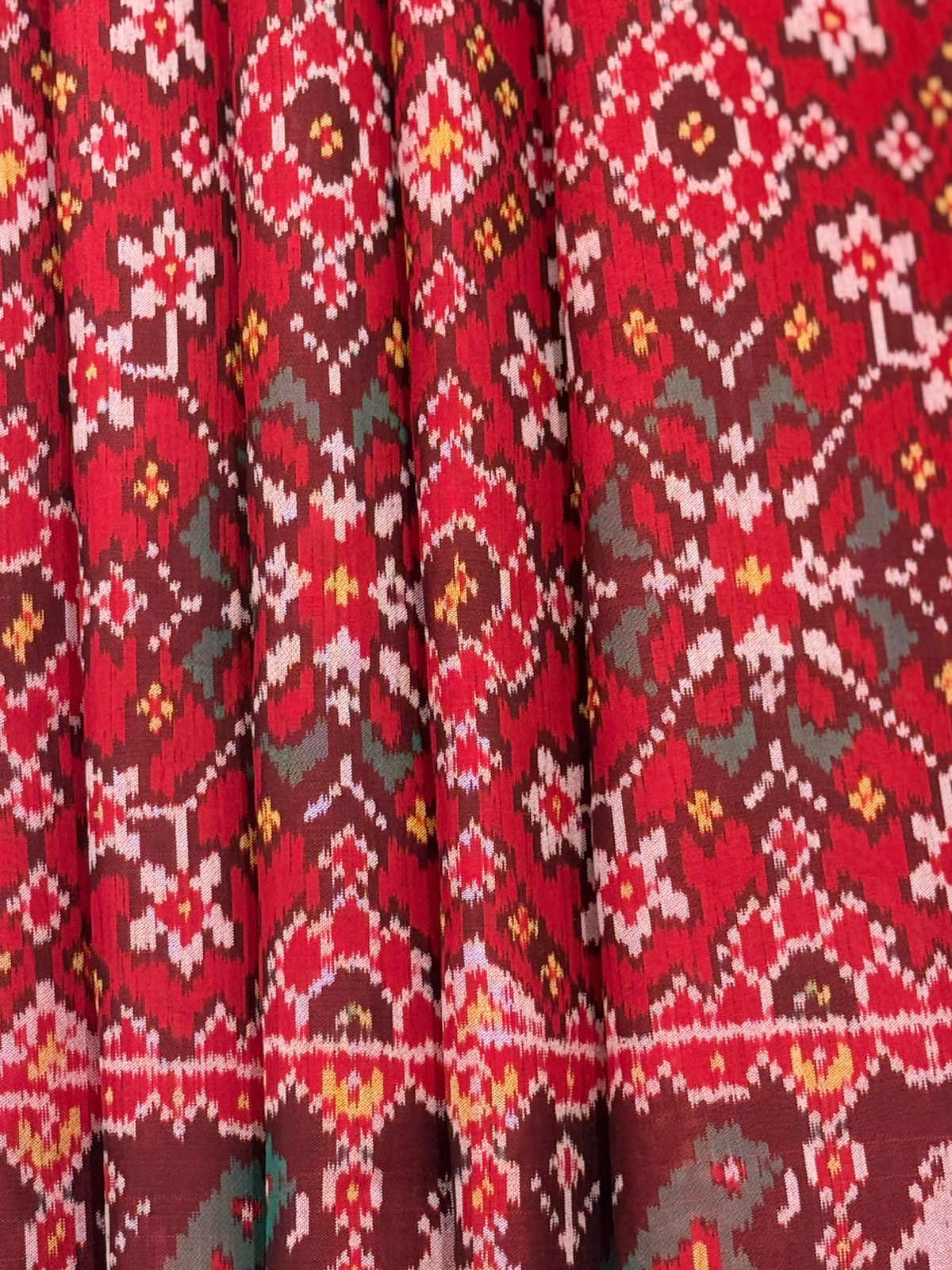 Deep Red Ikkat Silk Weave