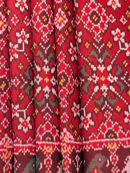Deep Red Ikkat Silk Weave