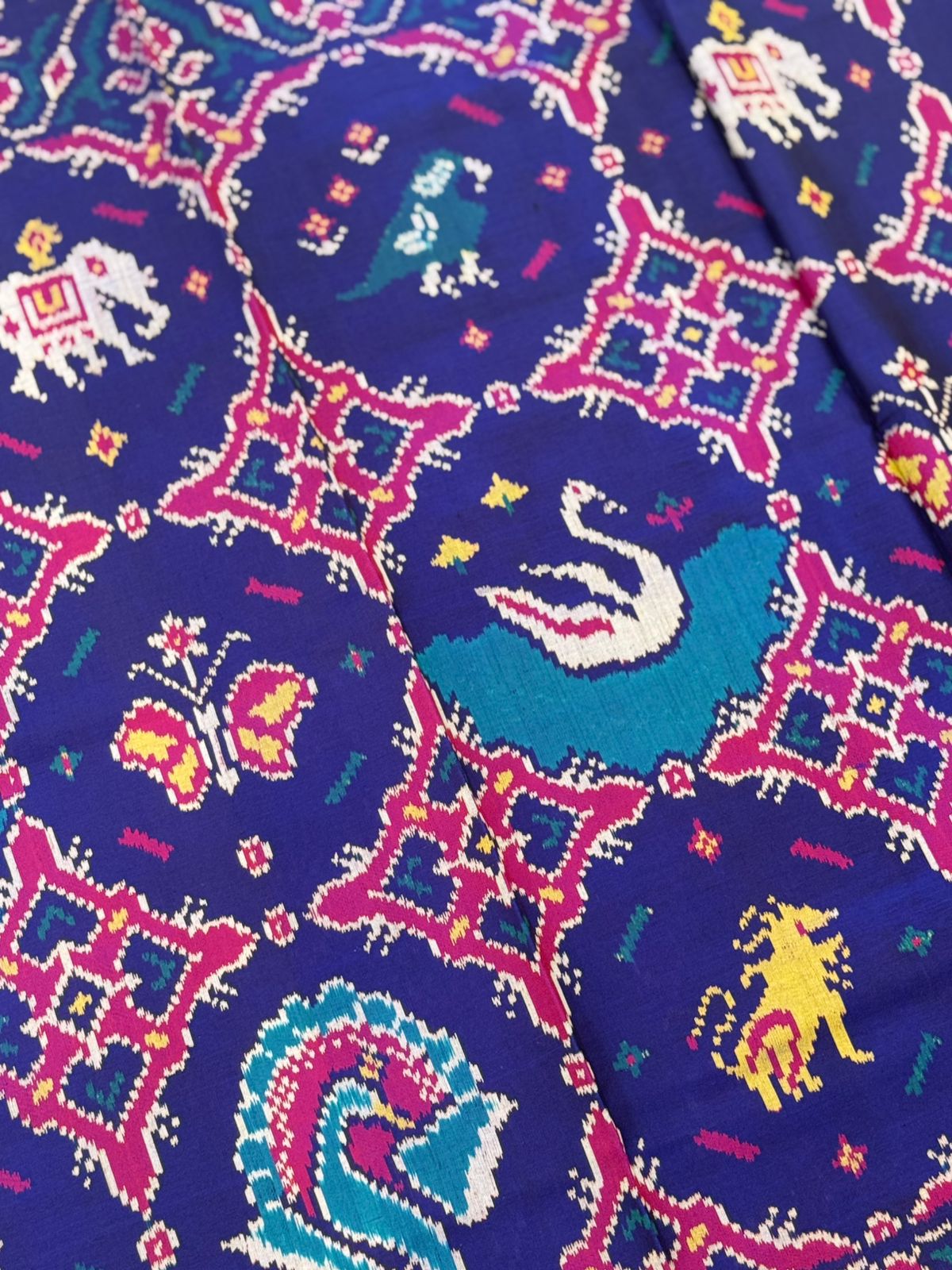 Violet Blue Ikkat Silk Weave