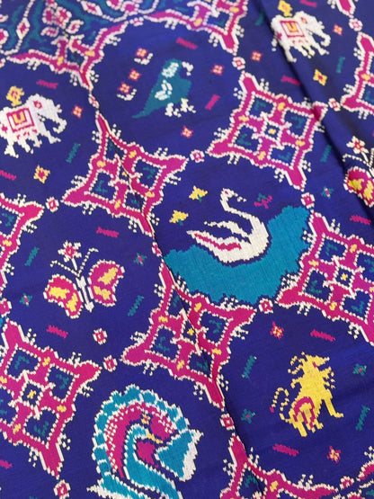 Violet Blue Ikkat Silk Weave