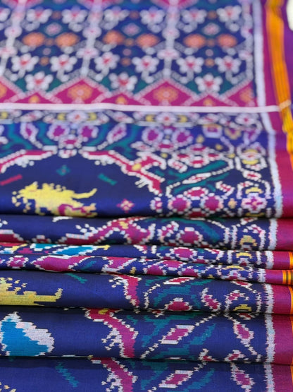 Violet Blue Ikkat Silk Weave