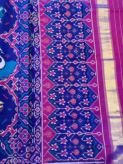 Violet Blue Ikkat Silk Weave