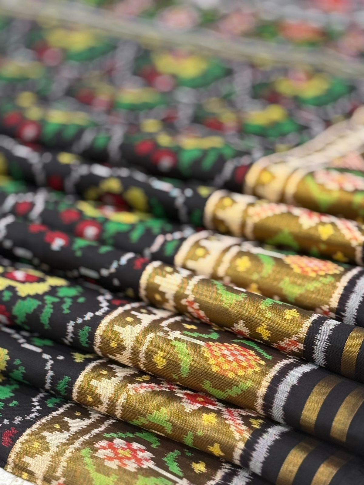 Black Gold Ikkat Silk Weave