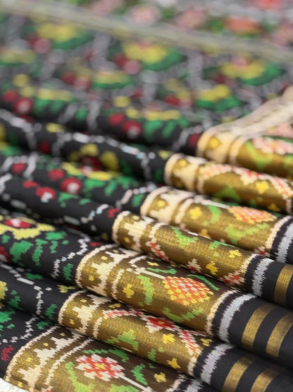 Black Gold Ikkat Silk Weave